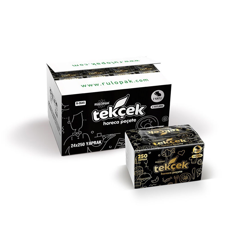 Rulopak Tekçek Horeca Masa Üstü Dispenser Peçete 11.5 x 19 cm 250 Yaprak 24lü 300402 resmi