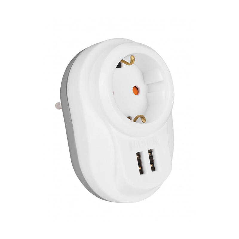 Nilson Akım Korumalı Beyaz Fiş Priz 2 x Usb Hızlı Şarj 5V/2,4 A 40130196 resmi