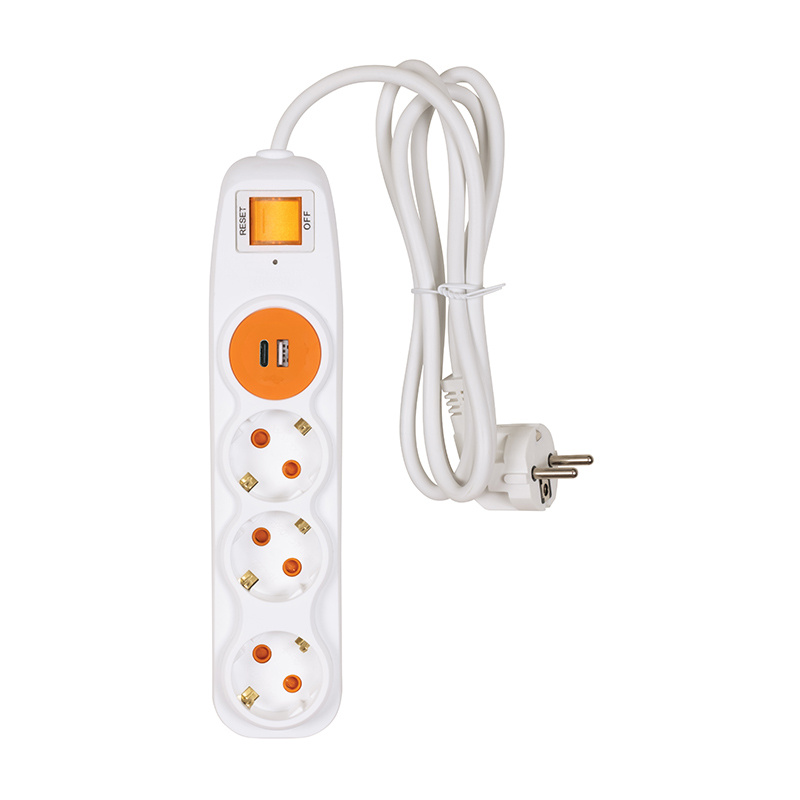 Nilson Akım ve Çocuk Korumalı Anahtarlı Beyaz Üçlü Grup Priz Usb 1,5 mt 44136115 resmi