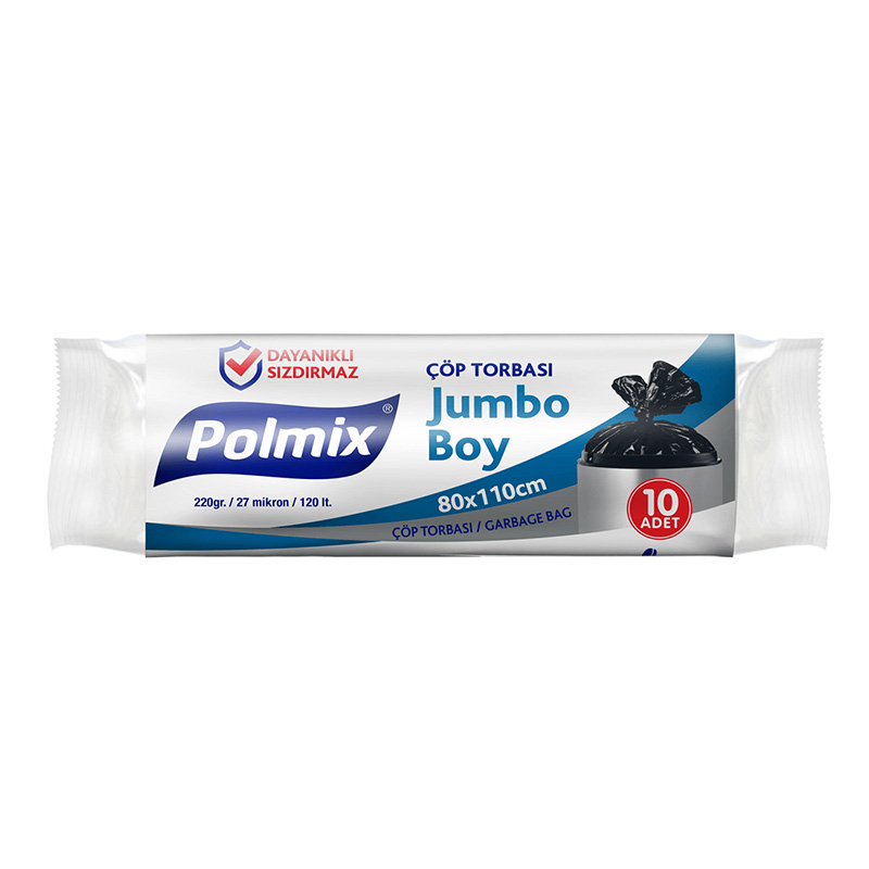 Polmix P105 Çöp Torbası Jumbo Boy 80 x 110 cm 10 Adet - Siyah resmi