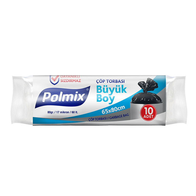 Polmix P103 Çöp Torbası Büyük Boy 65 x 80 cm 10 Adet - Siyah resmi