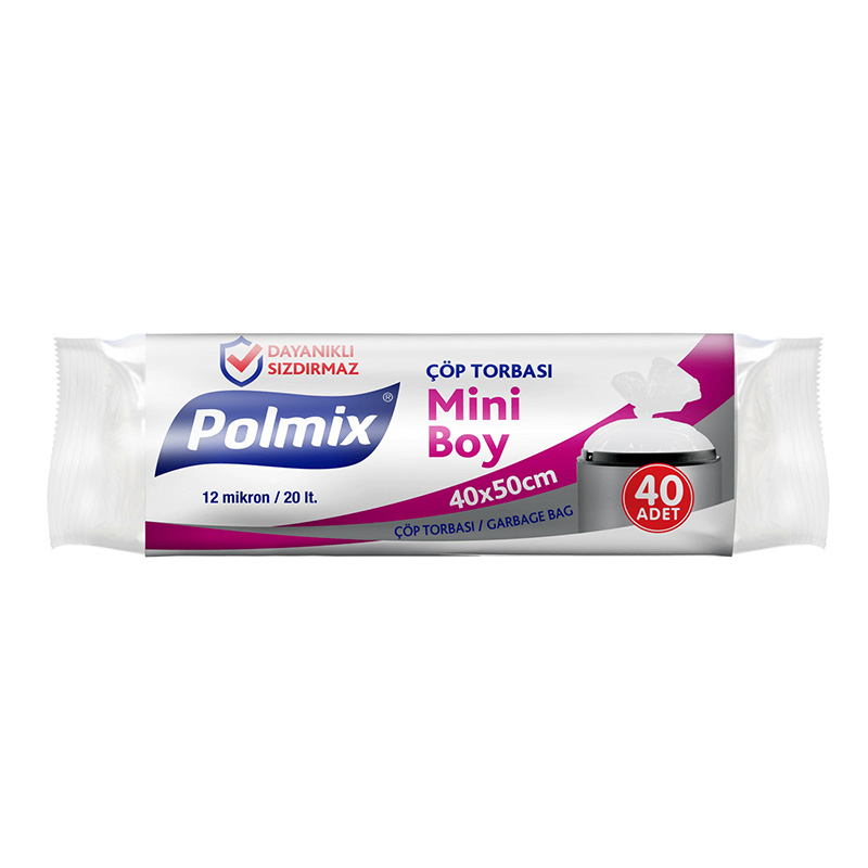 Polmix P101 Çöp Torbası Mini Boy 40 x 50 cm 40 Adet - Şeffaf resmi