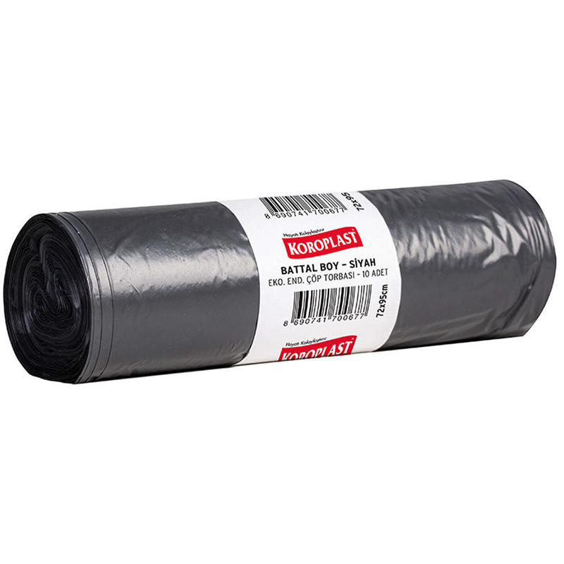 Koroplast Çöp Torbası Endüstriyel Battal Boy 72 cm x 95 cm Siyah 10'lu Paket - Siyah resmi