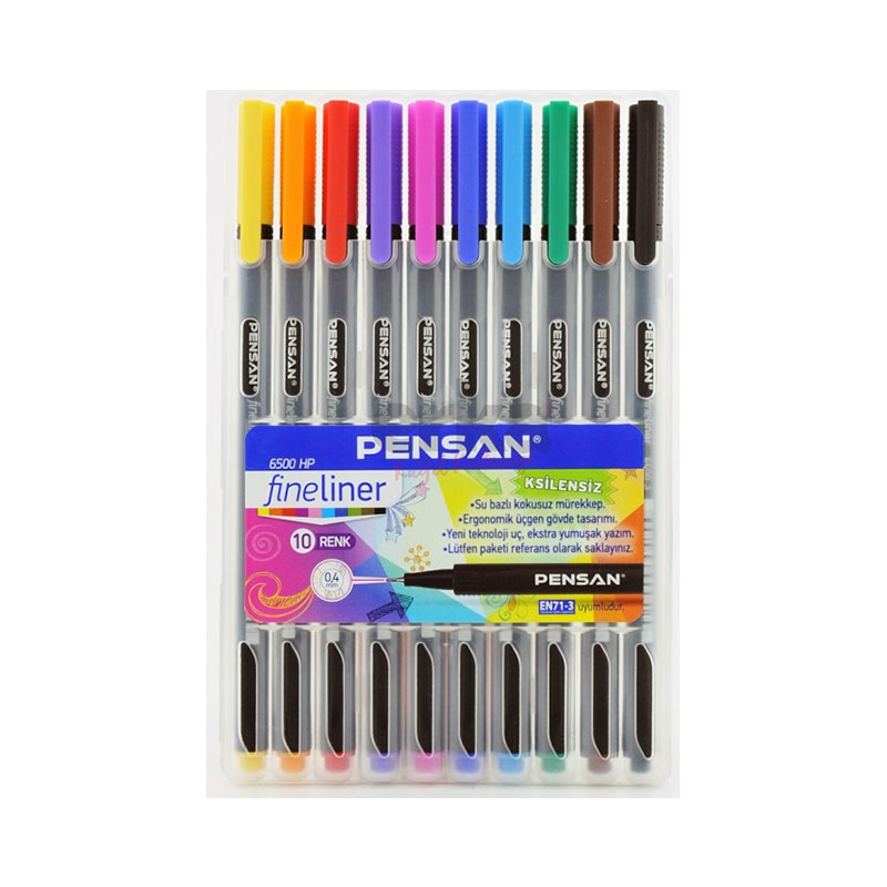 Pensan 6500 Fineliner Keçeli Kalem 0.4 mm 10 Renk resmi