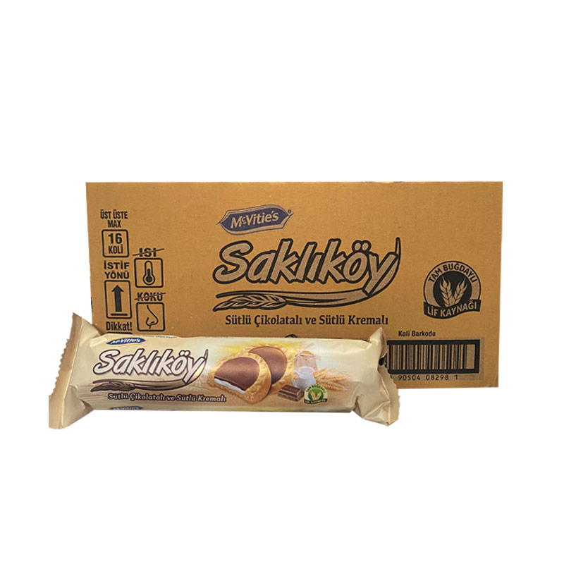 Ülker Saklıköy Bisküvi Çikolata Sütlü Kremalı 100g (18 Adet) resmi