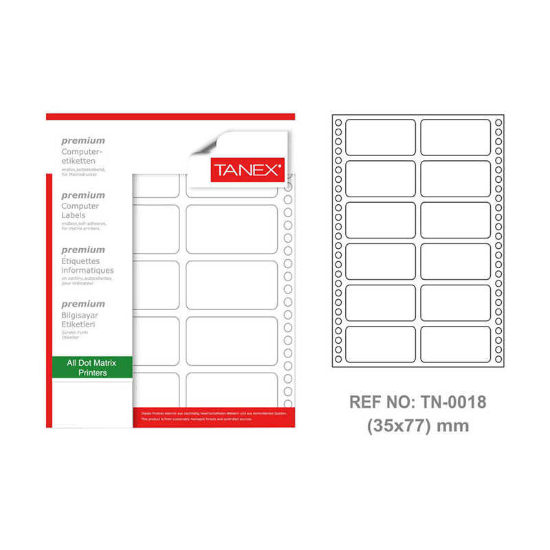Tanex Bilgisayar Etiketi Tw-0018 35 X 77 mm 2'Li