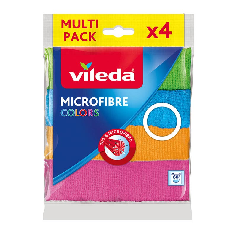Vileda Mikrofiber Colors Çok Amaçlı Temizlik Bezi 4'lü Paket resmi