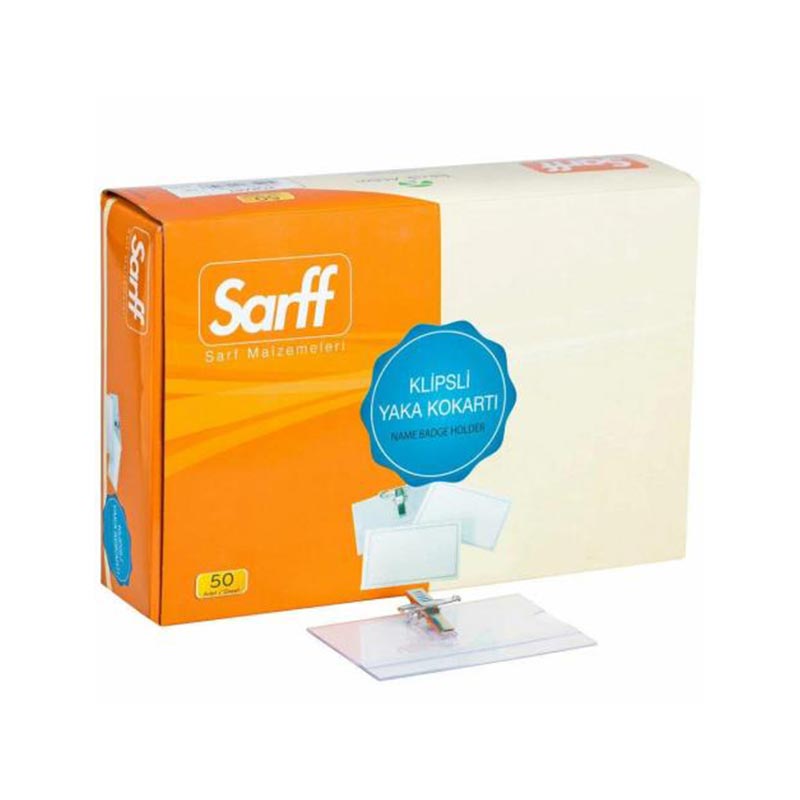 Sarff Klipsli Şeffaf Pvc Kokart İğneli (50 Adet) resmi