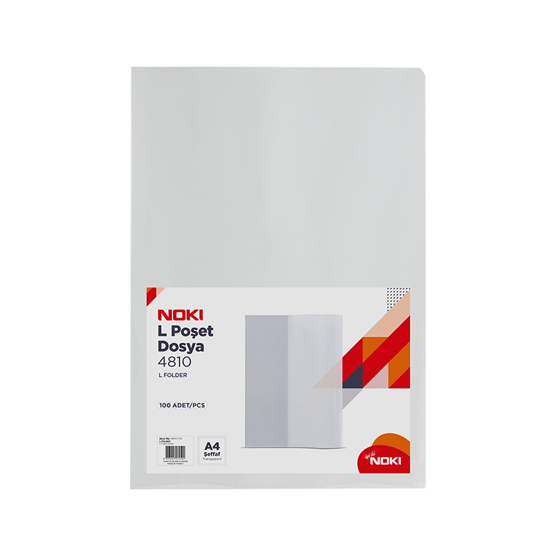 Noki L Poşet Dosya Şeffaf A4 100'lü Paket 4810-110 resmi