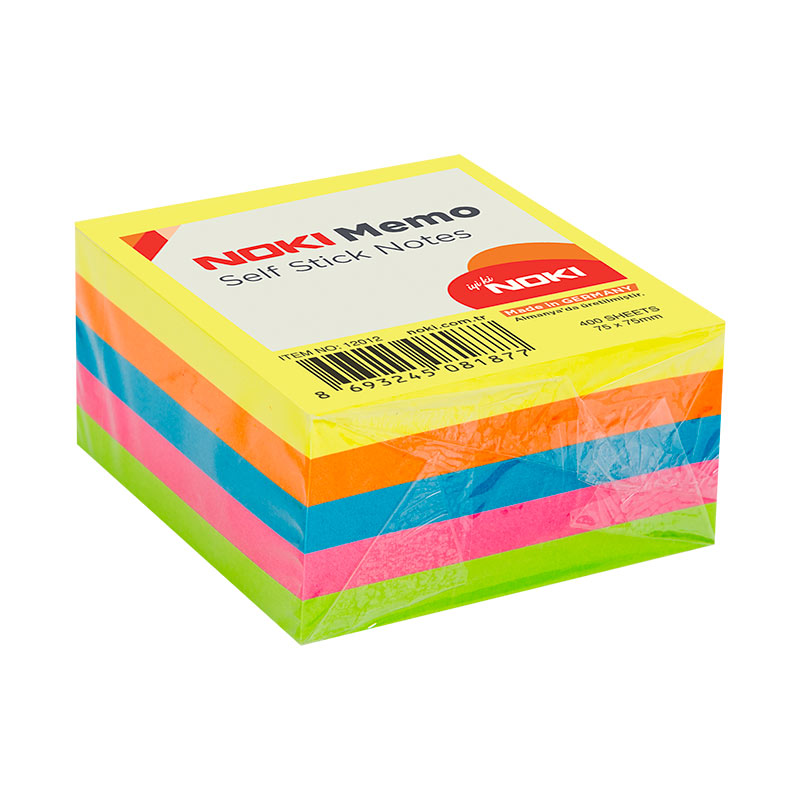 Noki Yapışkanlı Not Kağıdı 75 x 75 mm 400 Yaprak Neon Renkler resmi