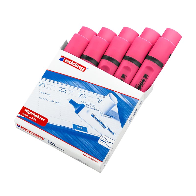 Edding E-344 Fosforlu Kalem - Pembe (10 Adet) resmi