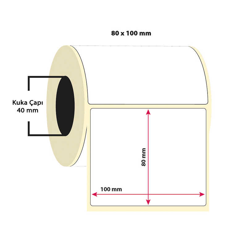 Kuşe Etiket 80x100 Tekli 500'lü Sarım