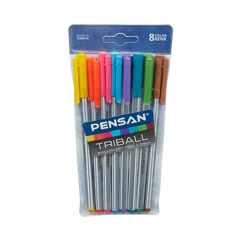 Pensan Triball Tükenmez Kalem 1.0 mm 8 Adet Karışık Renkli resmi