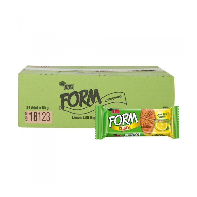 Eti Form Light Limon Lifli Kepekli Bisküvi 50 Gr 1812300 (24 Adet) resmi