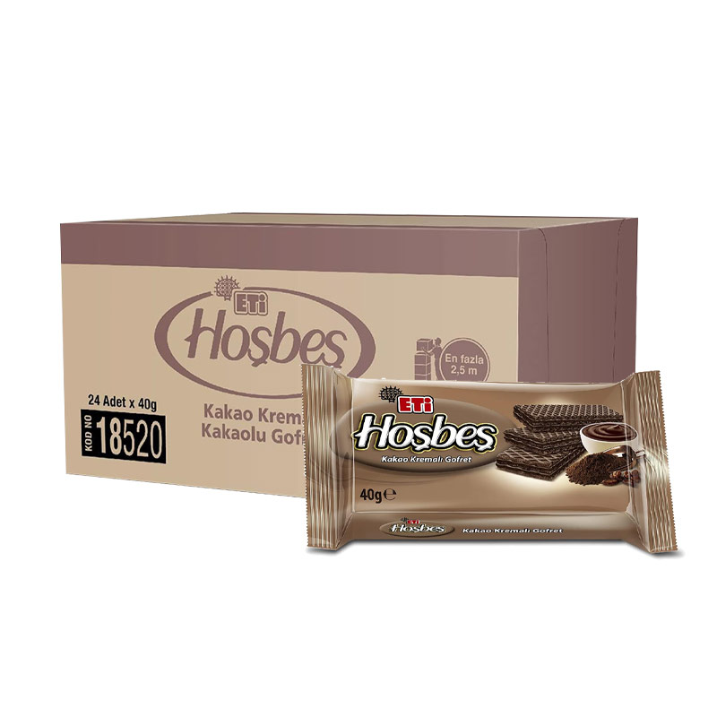 Eti Hoşbeş Gofret Kakao Kremalı 40 gr 1852000 (24 Adet) resmi
