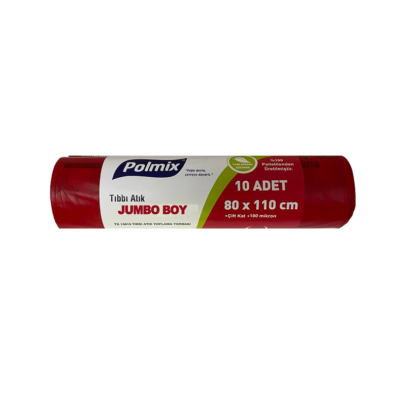 Polmix P127 Çöp Torbası Tıbbi Atık Jumbo 80x110 cm 10 Adet resmi