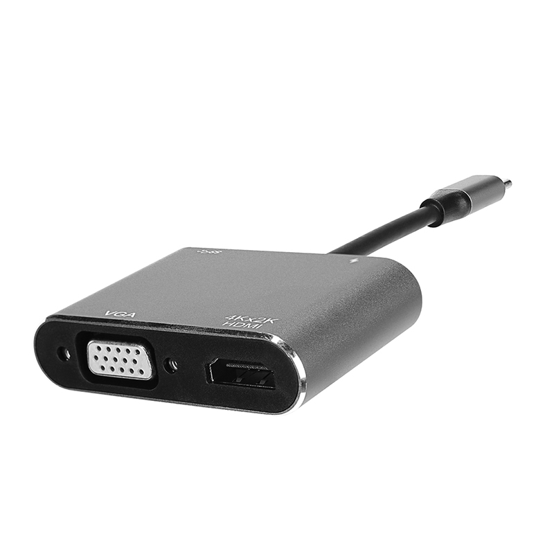 Hytech HY-USBC22 4 in 1 Type-C To HDMI + VGA Usb 3.0 Hub resmi