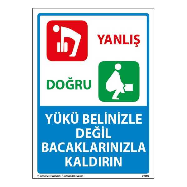 Yükü Bel İle Değil Uyarı Levhası 25X35 3mm U03140