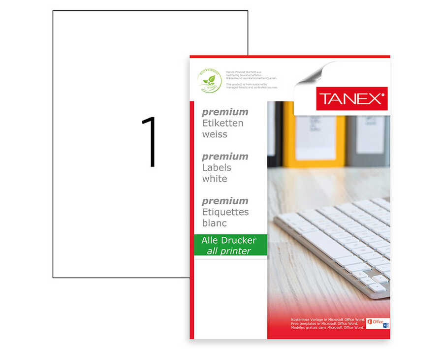 Tanex TW-2000 Lazer Etiket 210 x 297 mm