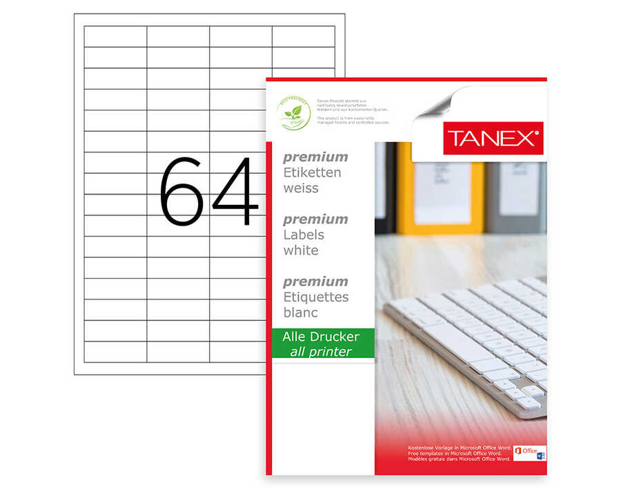 Tanex TW-2564 Lazer Etiket 48,5 x 16,9 mm