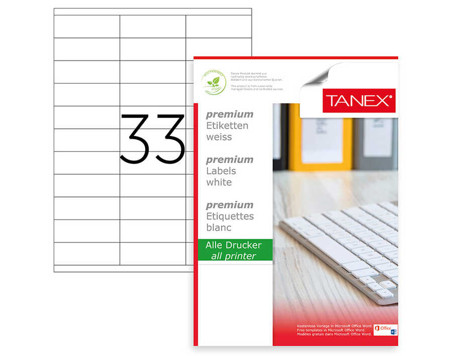 Tanex TW-2133 Lazer Etiket 70 x 25 mm