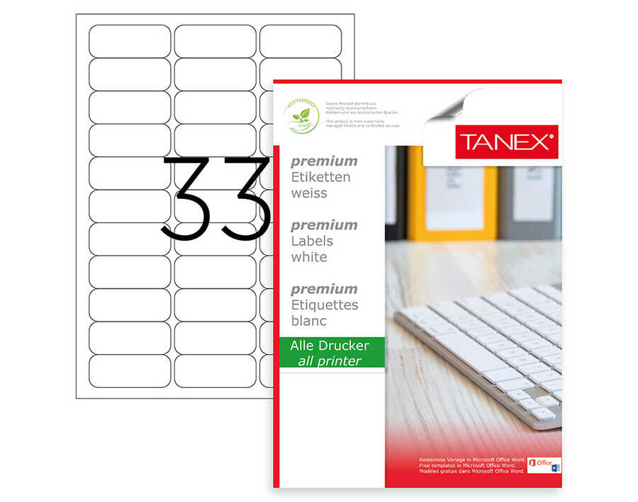 Tanex TW-2033 Lazer Etiket 63,5 x 25,4 mm