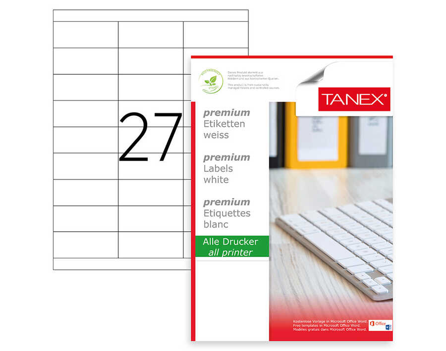 Tanex TW-2327 Lazer Etiket 70 x 30 mm