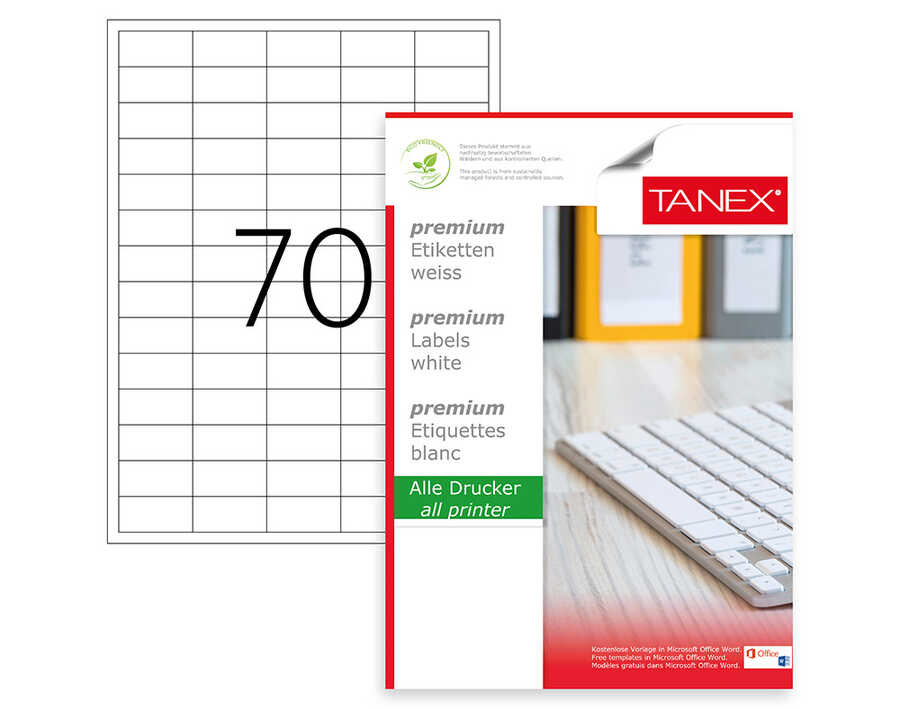 Tanex TW-2270 Lazer Etiket 40 x 20 mm