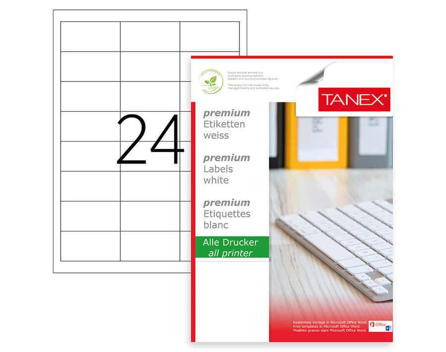 Tanex TW-2533 Lazer Etiket 64,6 x 33,8 mm