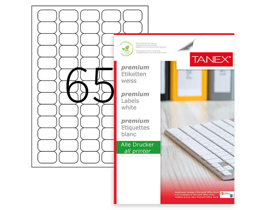 Tanex TW-2065 Lazer Etiket 38,1 x 21,2 mm