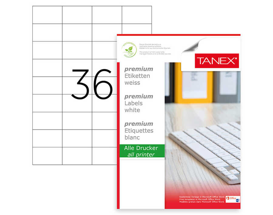 Tanex TW-2035 Lazer Etiket 52,5 x 33 mm