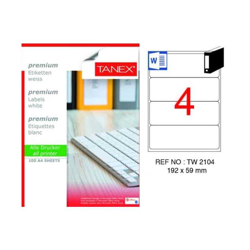 Tanex TW-2104 Lazer Etiket 192 x 59 mm