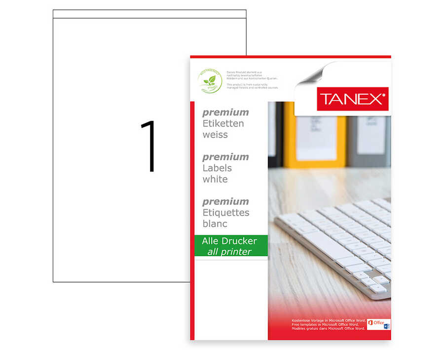 Tanex TW-2294 Lazer Etiket 210 x 294,86 mm