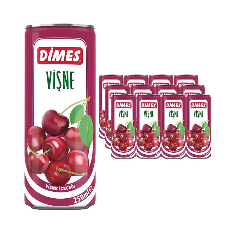 Dimes Meyve Nektari Teneke Vişne 250 ml (12 Adet) resmi