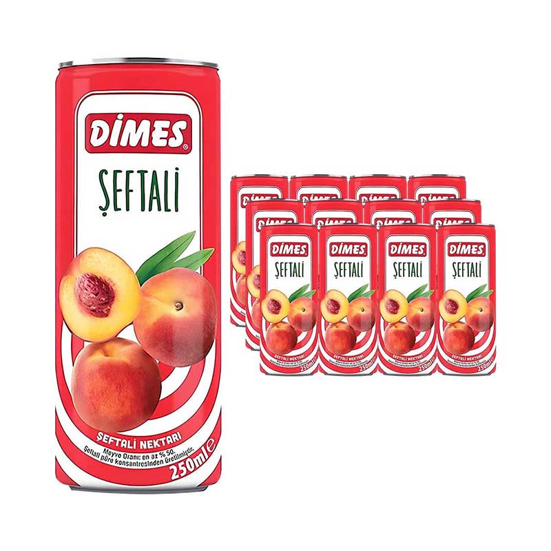 Dimes Meyve Nektari Teneke Şeftali 250 ml (12 Adet)