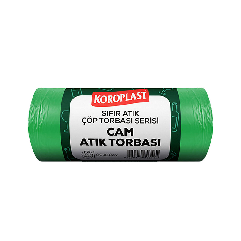 Koroplast Cam Atık Çöp Torbası Jumbo Boy 80 cm x 110 cm 10'lu Paket - Yeşil resmi