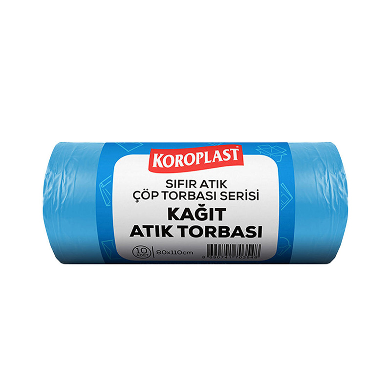 Koroplast Kağıt Atık Çöp Torbası Jumbo Boy 80 cm x 110 cm Mavi 10'lu Paket - Mavi resmi