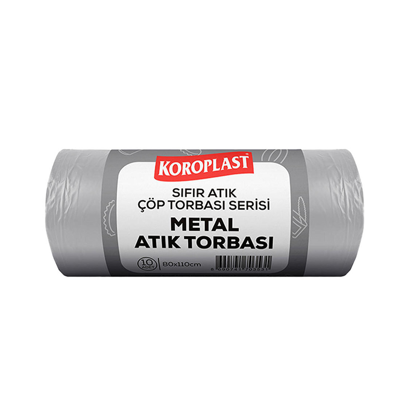 Koroplast Metal Atık Çöp Torbası Jumbo Boy 80 cm x 110 cm 10'lu Paket - Gri resmi