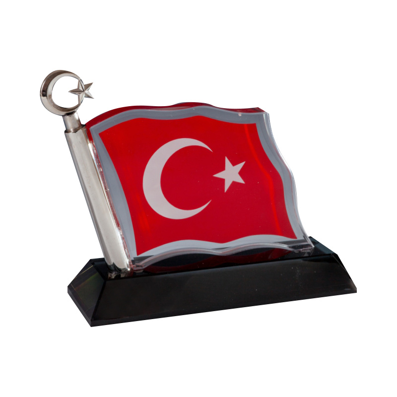 Kristal Türk Bayrağı Siyah Altlıklı 170x145 TR2910 resmi