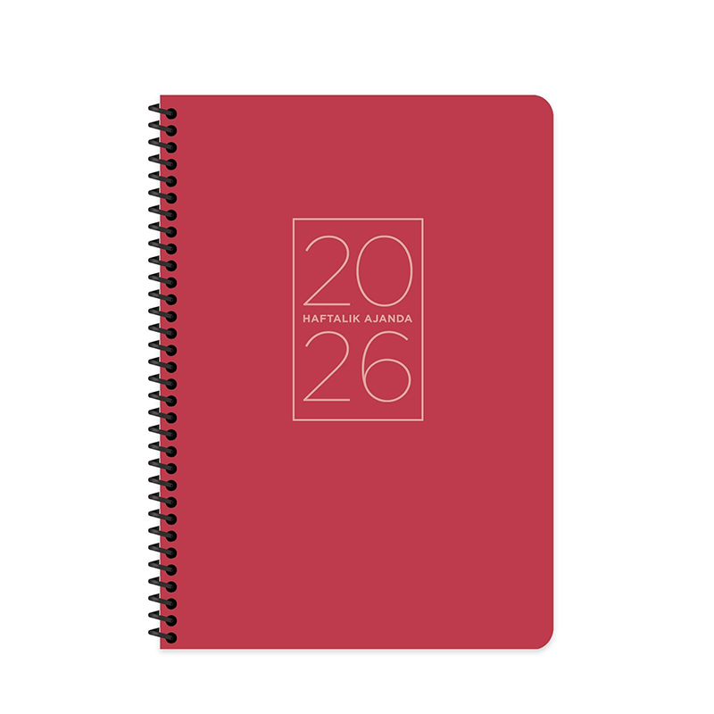 Keskin Color 2026 Spiralli Haftalık Ajanda 20 x 28 cm - Kırmızı resmi