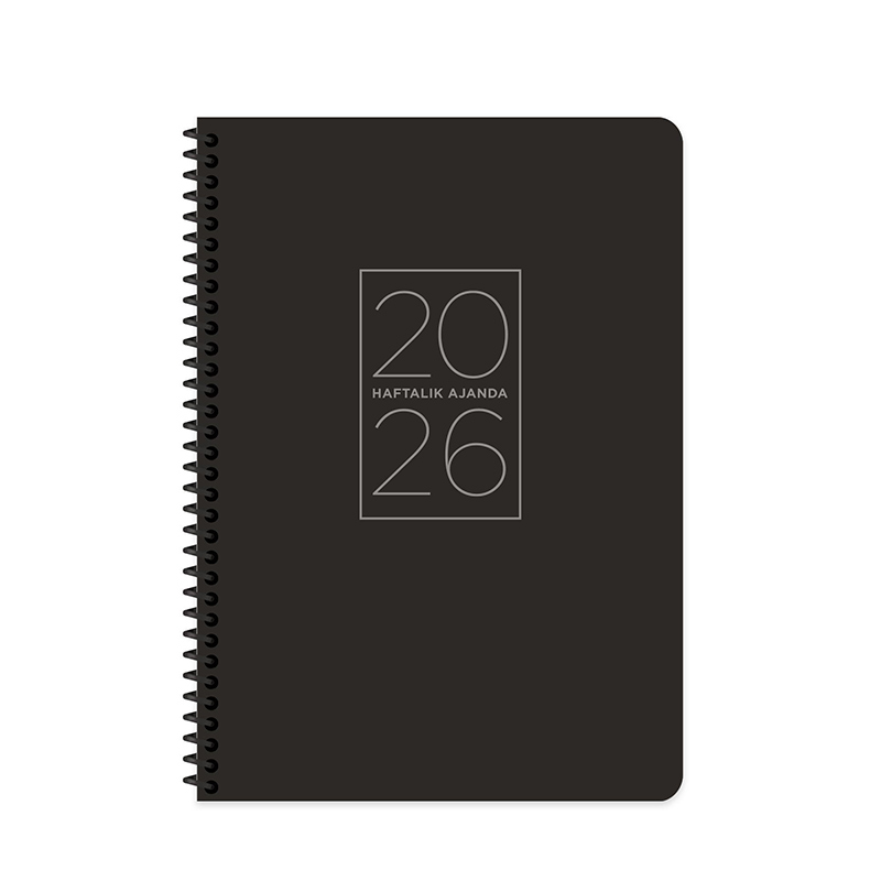 Keskin Color 2026 Spiralli Haftalık Ajanda 20 x 28 cm - Siyah resmi