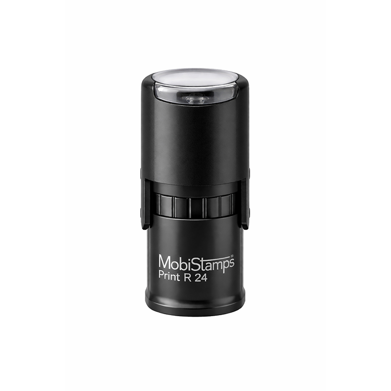 Mobi Stamps R-24 Otomatik Yuvarlak Kaşe 24 mm Siyah Keçeli resmi