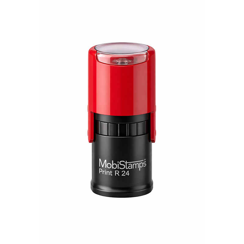 Mobi Stamps R-24 Otomatik Yuvarlak Kaşe 24 mm Kırmızı Keçeli resmi