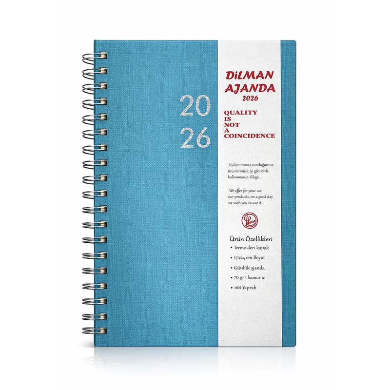 Dilman 2026 Günlük Ajanda Termo Deri Spiralli 17x24 cm 168 Yaprak resmi