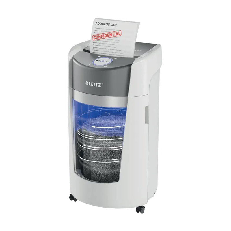 Leitz IQ OptiMax Ofis Mikro Kesim Evrak İmha Makinesi Security P5 35L – Beyaz resmi