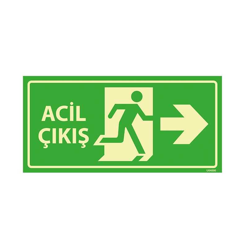 Acil Çıkış Sağ Yön 35X17 Fosforlu 3mm U04001