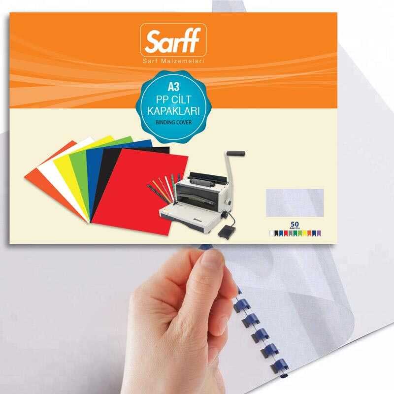 Sarff Pvc Cilt Kapağı 450 Mikron A3 50'li Paket - Buzlu Şeffaf