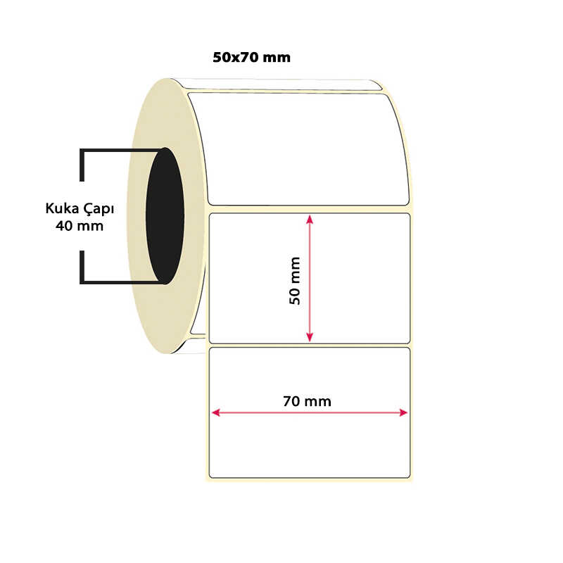 Kuşe Etiket 50x70 Tekli 500'lü Sarım