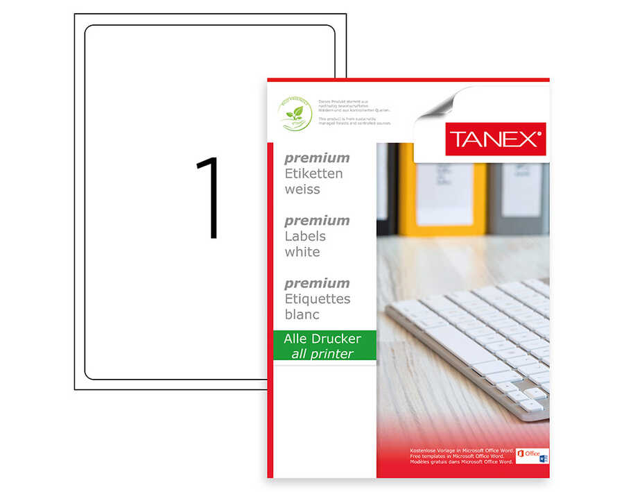 Tanex TW-2001 Lazer Etiket 199,6 x 289,1 mm