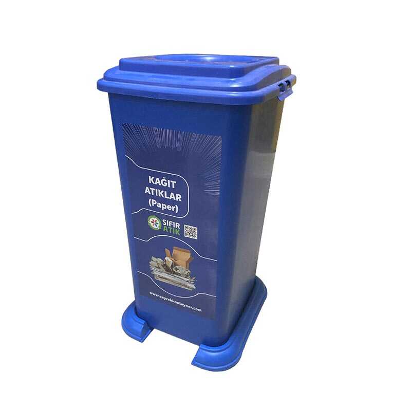 Geri Dönüşüm Kağıt Atık Kovası Sert Plastik 70 lt Mavi